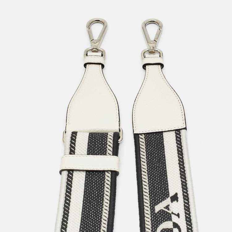 مملوكة مسبقًا Prada Stripe Bag Shoulder Strap Black/White Canvas and Leather