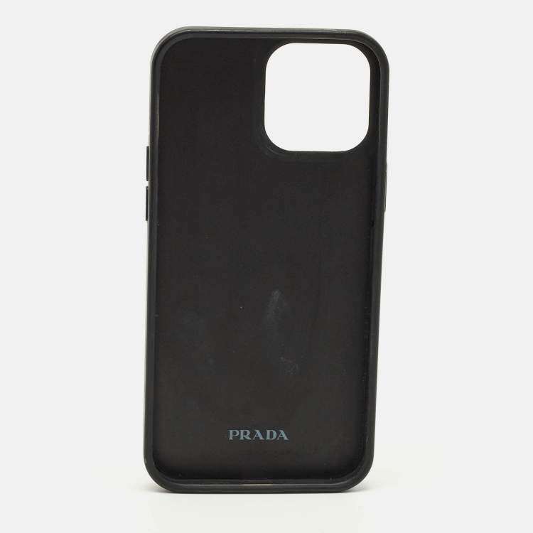 مملوكة مسبقًا Prada Black/Gold Crystal Embellished iPhone 13 Pro Max Case