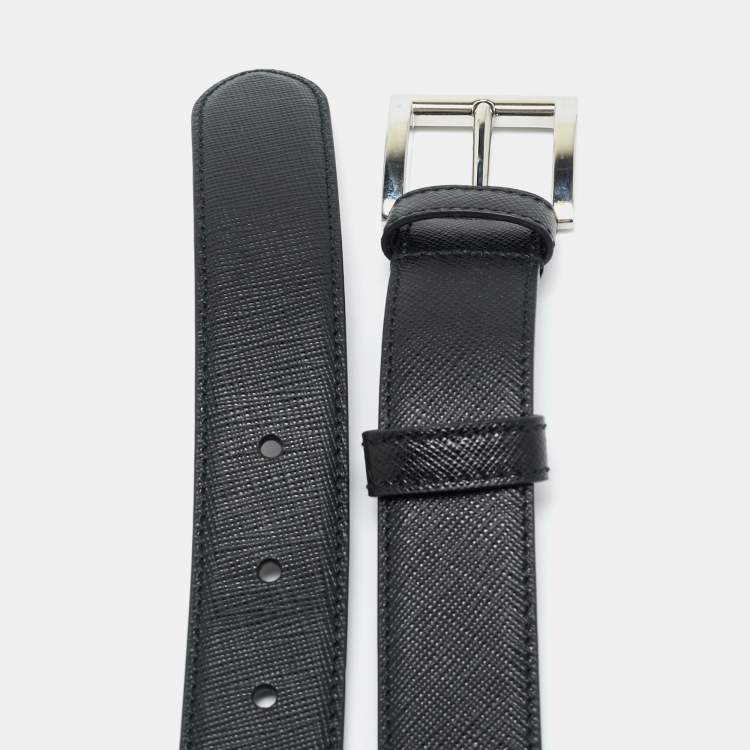 Pre Owned Prada Buckle 75CM Belt Black Leather