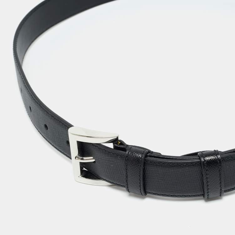 Pre Owned Prada Buckle 75CM Belt Black Leather