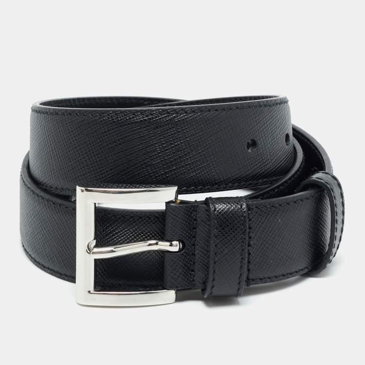 Pre Owned Prada Buckle 75CM Belt Black Leather