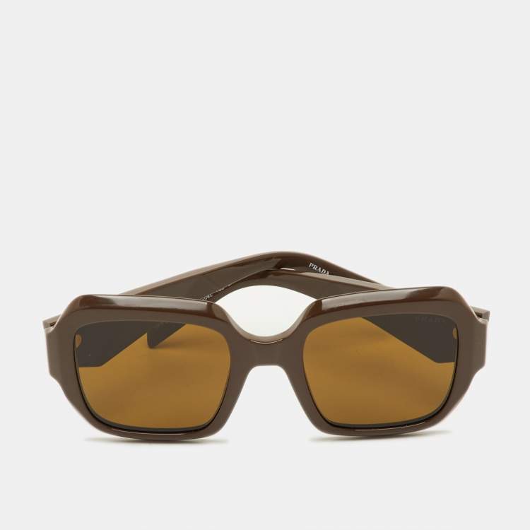 Pre Owned Prada Brown SPR28Z Frame Square Sunglasses