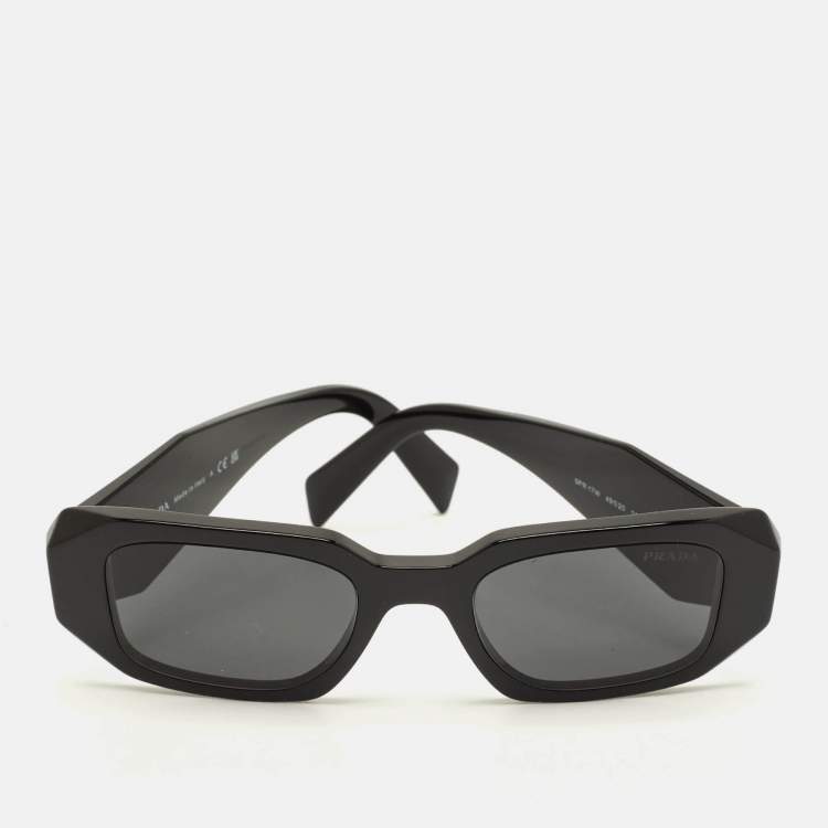 Pre Owned Prada Black SPR 17W Symbole Rectangle Sunglasses