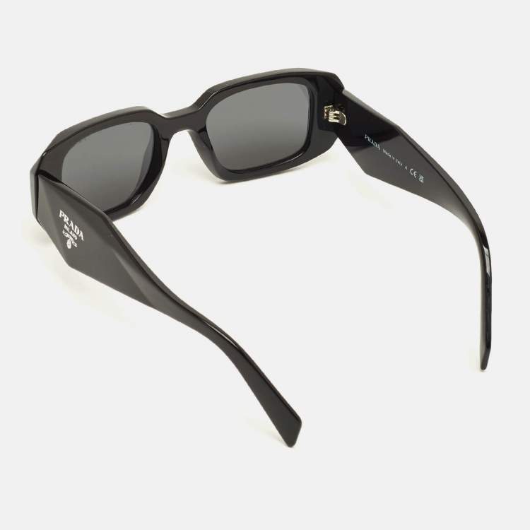 Pre Owned Prada Black SPR 17W Symbole Rectangle Sunglasses