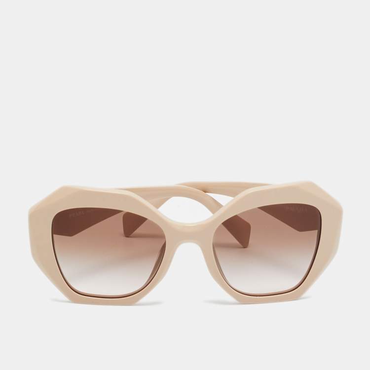 مملو كة مسبقًا Prada Beige/Brown Gradient SPR 16W Geometric Sunglasses