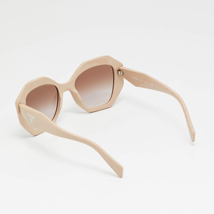 مملوكة مسبقًا Prada Beige/Brown Gradient SPR 16W Geometric Sunglasses
