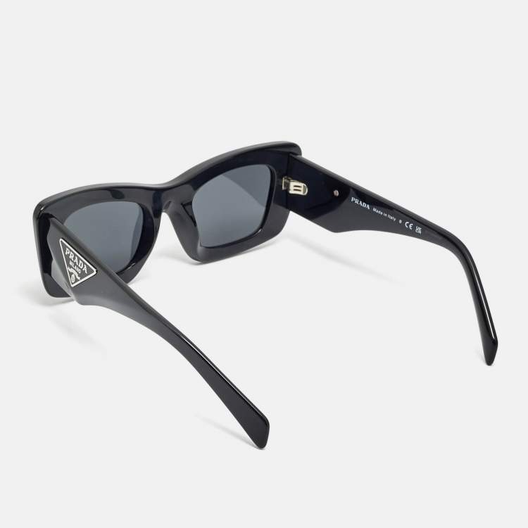 Pre Owned Prada Black SPR 13Z Symbole Cat Eye Sunglasses