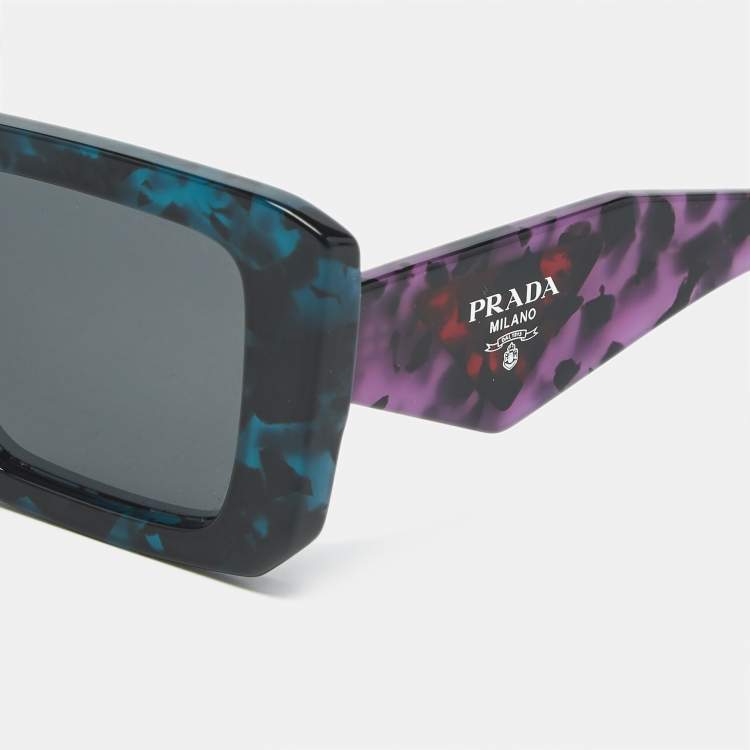 Pre Owned Prada Tortoise Blue/Purple SPR 23Y Frame Square Sunglasses