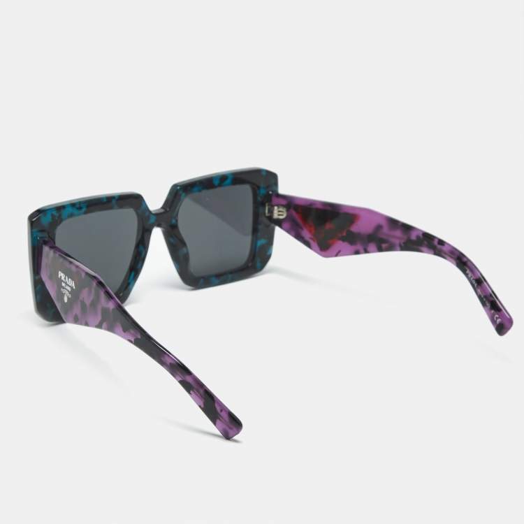 Pre Owned Prada Tortoise Blue/Purple SPR 23Y Frame Square Sunglasses