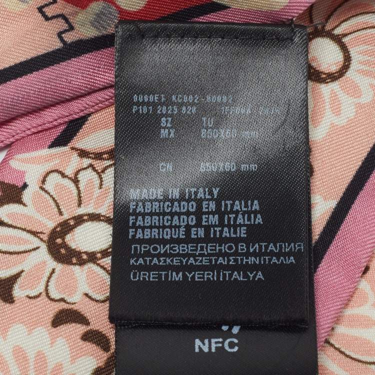 Pre Owned Prada Red/Pink Floral Print Silk Bandeau Scarf