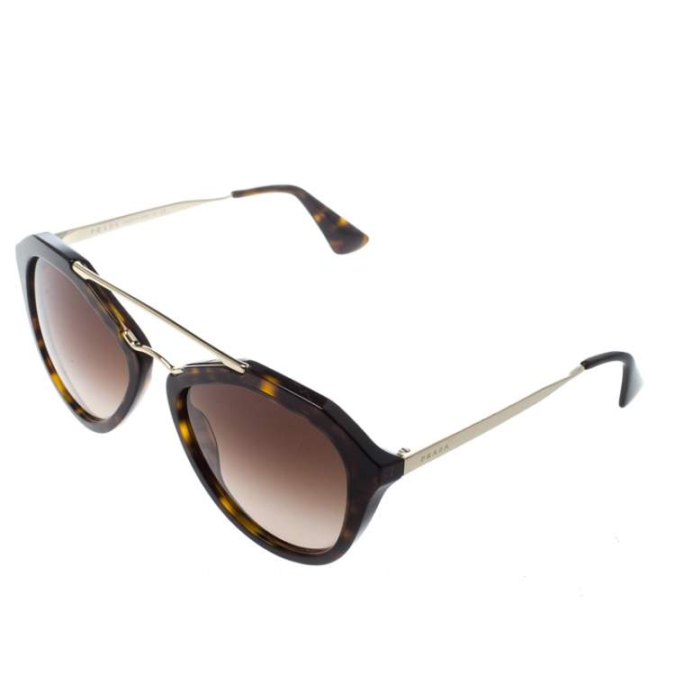 Pre Owned Prada Brown Tortoise/Brown Gradient SPR12Q Cat Eye Sunglasses