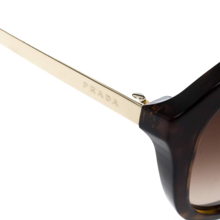 Pre Owned Prada Brown Tortoise/Brown Gradient SPR12Q Cat Eye Sunglasses