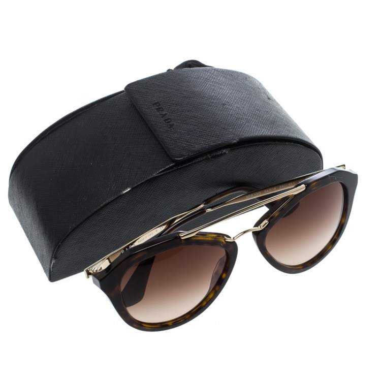 Pre Owned Prada Brown Tortoise/Brown Gradient SPR12Q Cat Eye Sunglasses