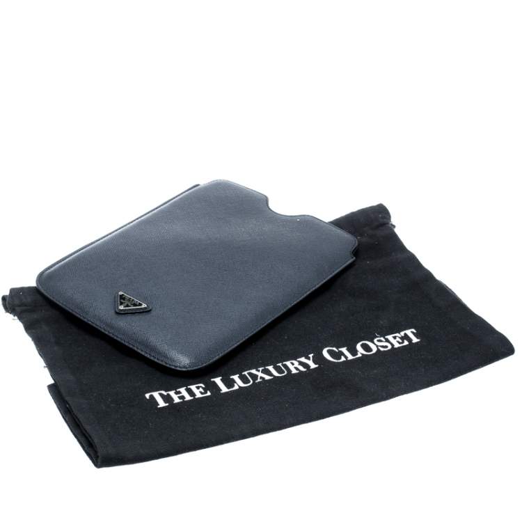 Pre Owned Prada Navvy Blue Saffiano Lux Leather iPad Case