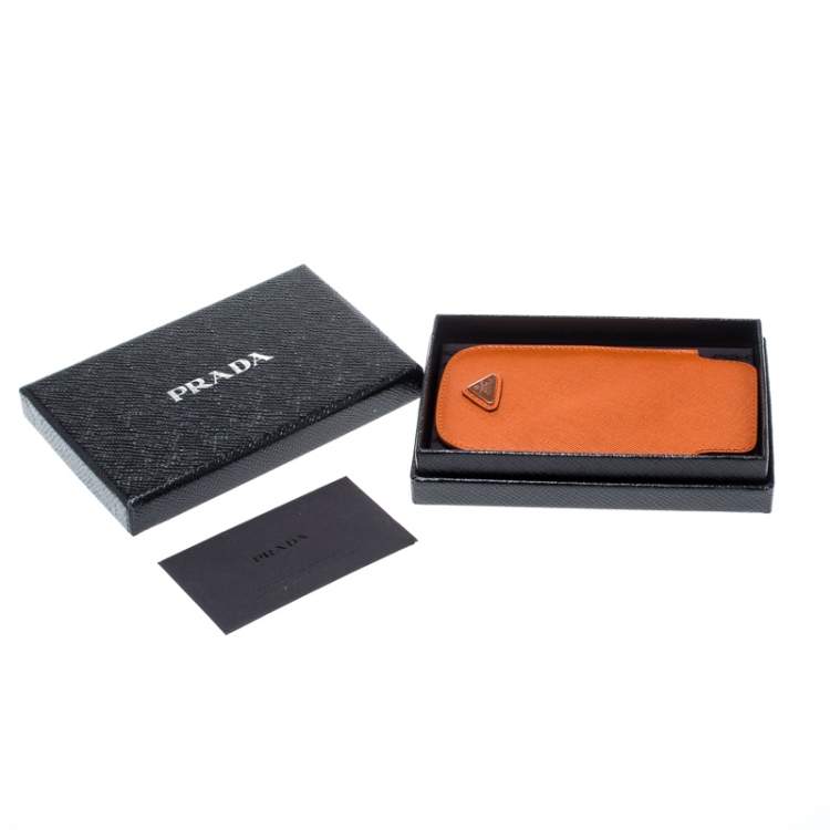 Pre Owned Prada Orange Saffiano Lux iPhone Cover 