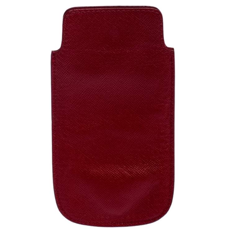 Pre Owned Prada Red Saffiano Leather iPhone Case