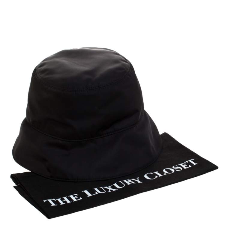 Pre Owned Prada Black Nylon Classic Bucket Hat M