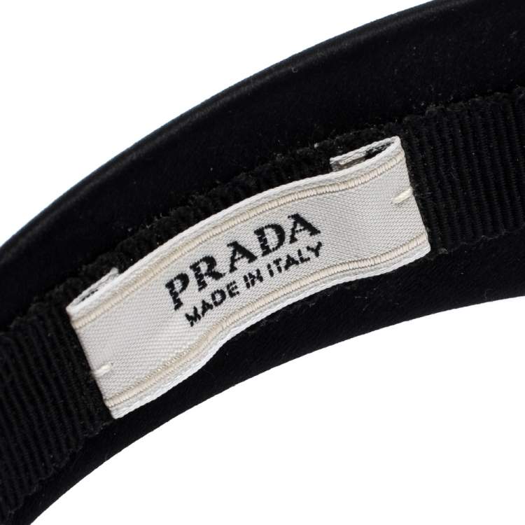 Pre Owned Prada Black Crystal Embellished Satin Headband
