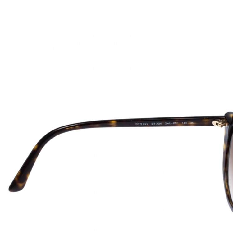 Pre Owned Prada Dark Brown Tortoise Gradient SPR 02V Cat Eye Sunglasses
