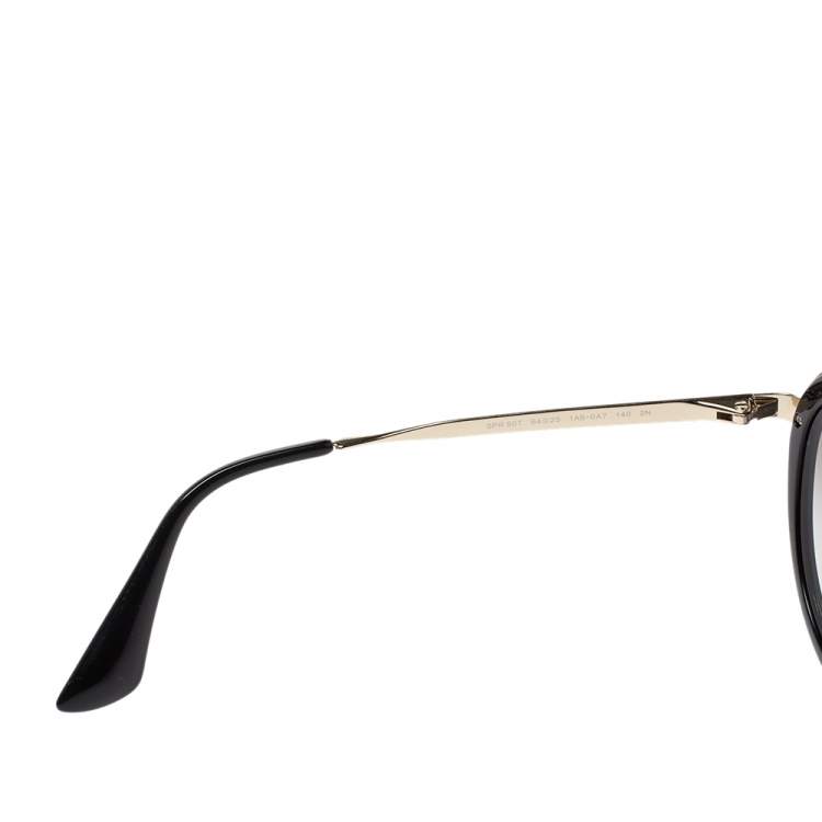 Pre Owned Prada Black & Pale Gold/ Anthracite Gradient SPR50T Round Cinema Sunglasses