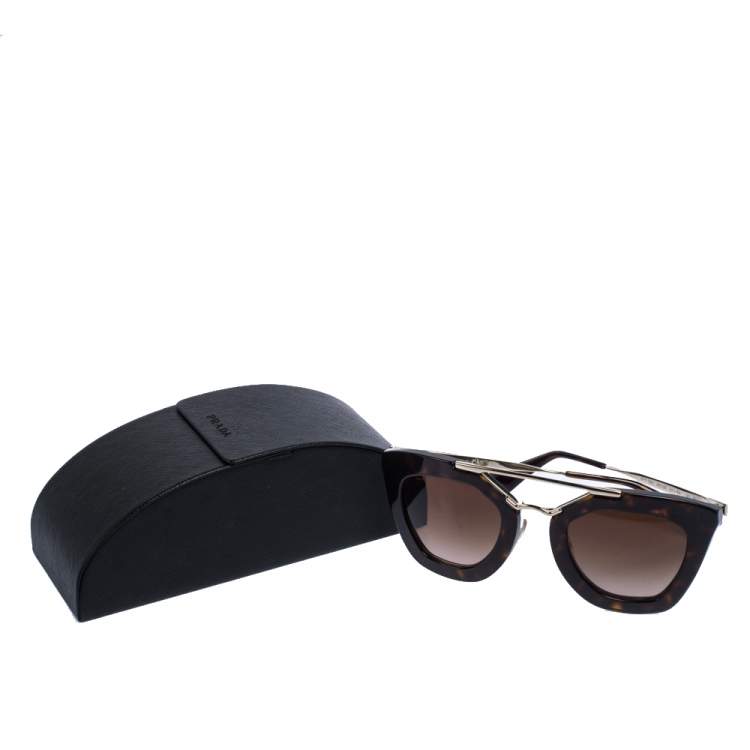 Pre Owned Prada Havana Brown/ Brown Gradient SPR 09Q Cat Eye Cinema Sunglasses