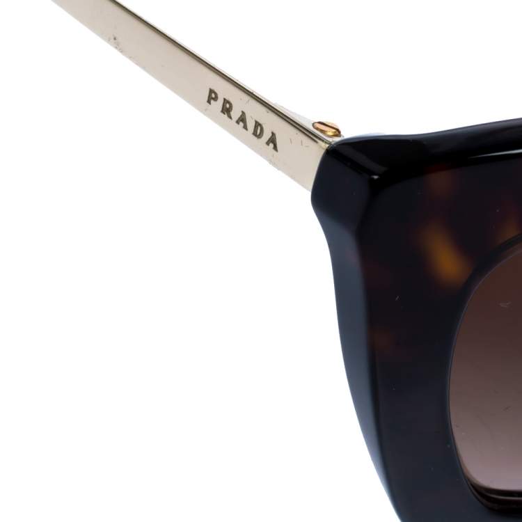 Pre Owned Prada Havana Brown/ Brown Gradient SPR 09Q Cat Eye Cinema Sunglasses