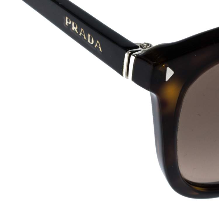 مملوكة مسبقًا Prada Havana Brown/ Brown SPR 12R Rectangle Sunglasses