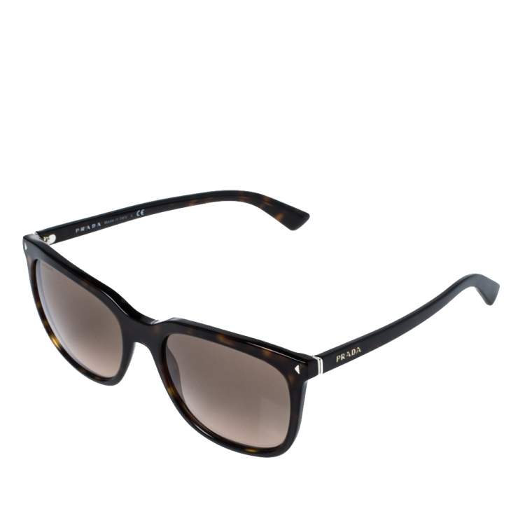مملوكة مسبقًا Prada Havana Brown/ Brown SPR 12R Rectangle Sunglasses