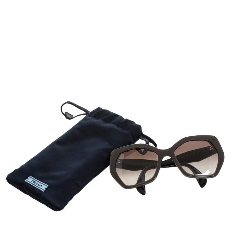 Pre Owned Prada Black & Opal Brown/ Brown Gradient SPR16R Oversized Sunglasses