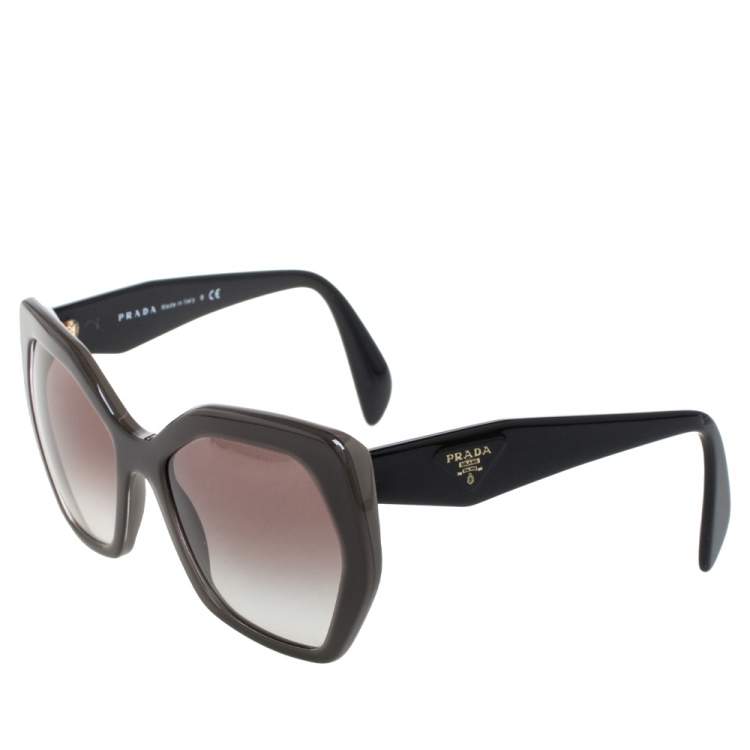 Pre Owned Prada Black & Opal Brown/ Brown Gradient SPR16R Oversized Sunglasses