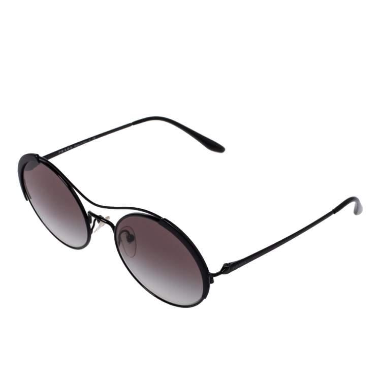 مملوكة مسبقًا Prada Black / Grey Gradient SPR 55V Conceptual Round Sunglasses