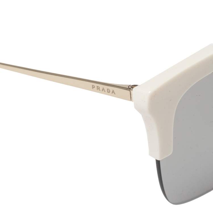 Pre Owned Prada White/ Silver Mirrored SPR21U Temple Evolution Collection Sunglasses