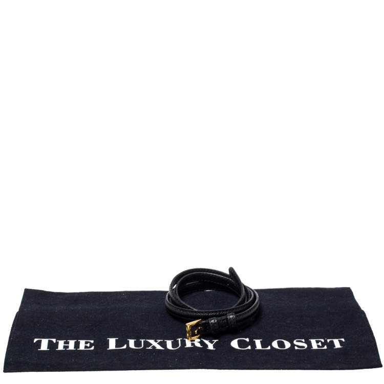 Pre Owned Prada Black Saffiano Leather Narrow High Waist Belt 75CM