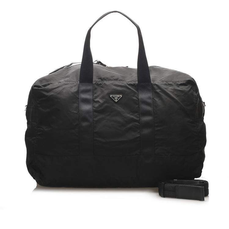 Pre Owned Prada Black Nylon Tessuto Travel Bag