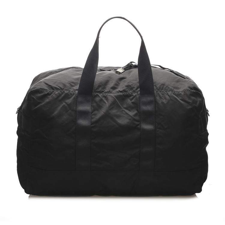 Pre Owned Prada Black Nylon Tessuto Travel Bag