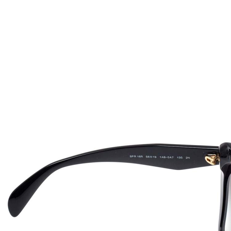 Pre Owned Prada Black/ Grey Gradient SPR 16R Hexagonal Sunglasses