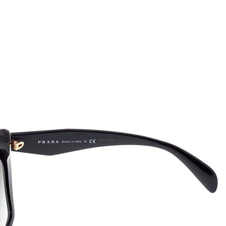 Pre Owned Prada Black/ Grey Gradient SPR 16R Hexagonal Sunglasses