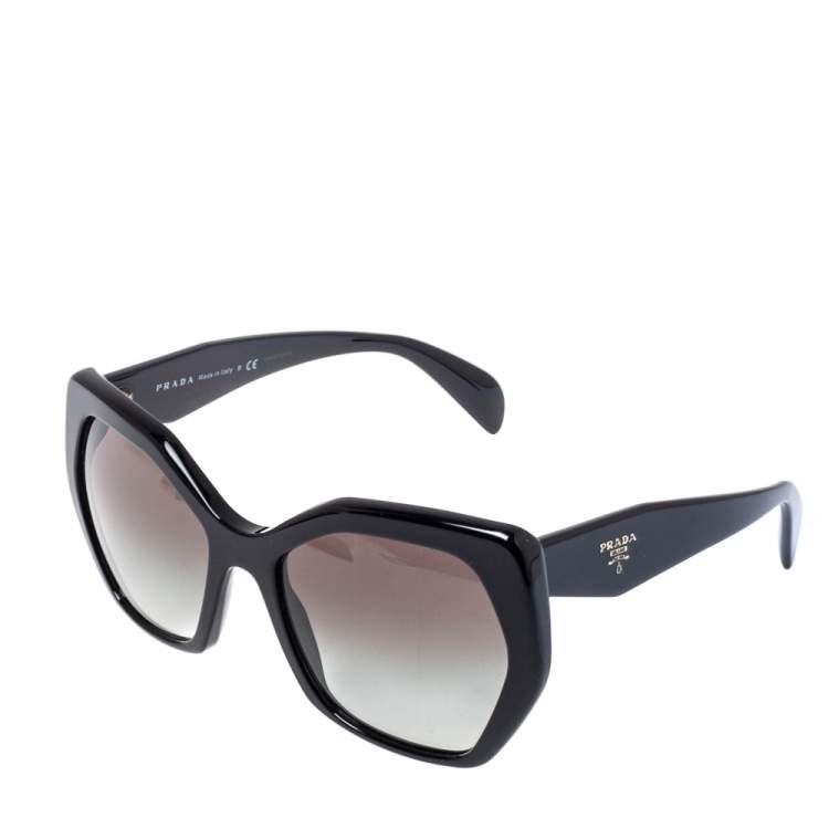 Pre Owned Prada Black/ Grey Gradient SPR 16R Hexagonal Sunglasses