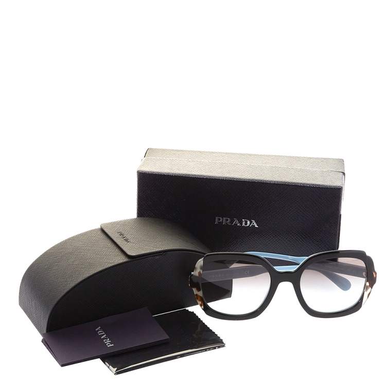 Pre Owned Prada Black & Blue / Green Gradient SPR 16U Etiquette Square Sunglasses
