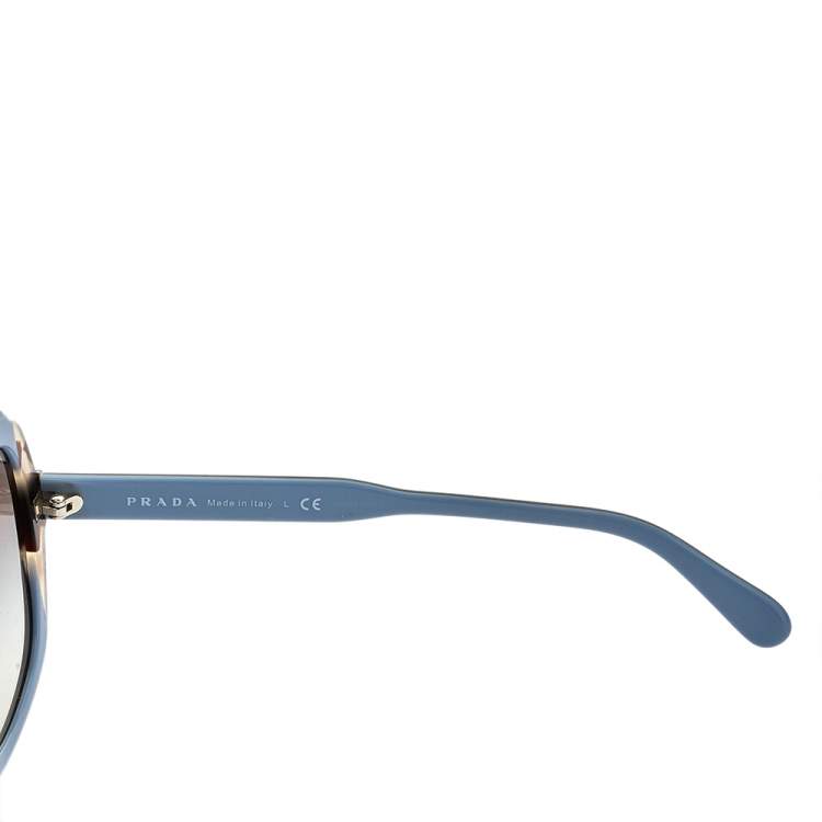 Pre Owned Prada Black & Blue / Green Gradient SPR 16U Etiquette Square Sunglasses