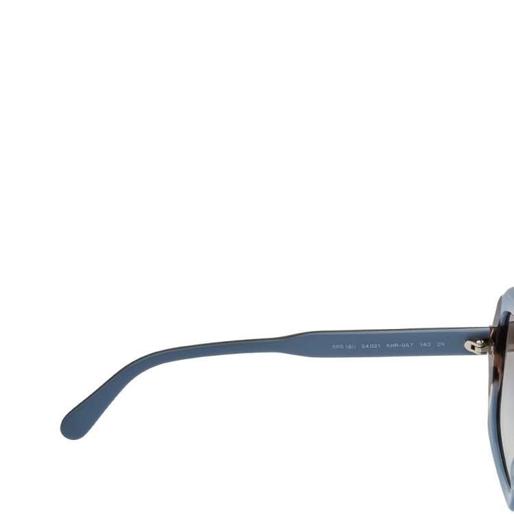 Pre Owned Prada Black & Blue / Green Gradient SPR 16U Etiquette Square Sunglasses