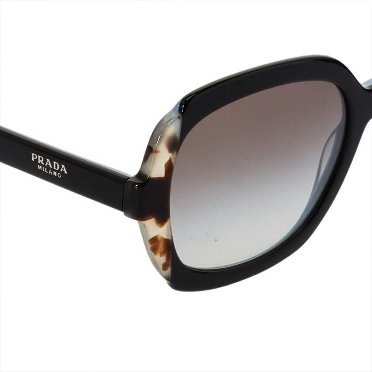 Pre Owned Prada Black & Blue / Green Gradient SPR 16U Etiquette Square Sunglasses