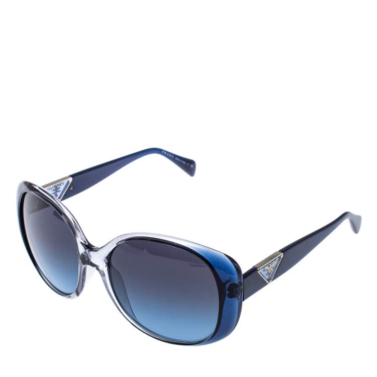 Pre Owned Prada Blue / Blue Gradient SPR 15O Oversized Sunglasses