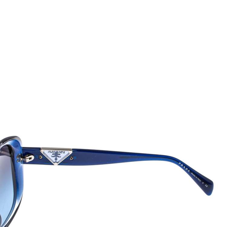 Pre Owned Prada Blue / Blue Gradient SPR 15O Oversized Sunglasses