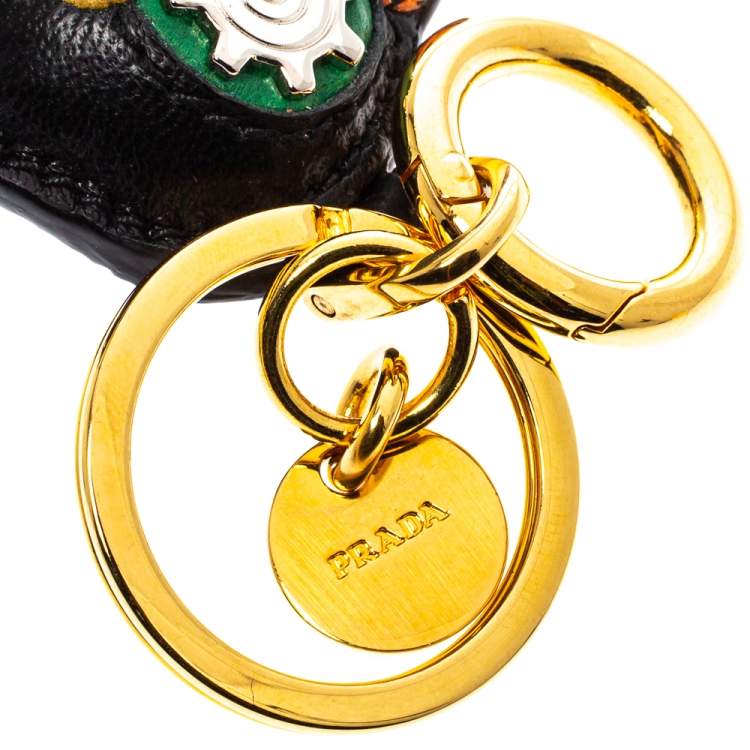 Pre Owned Prada Leather Paneled Feather Toucan Bag Charm / Key Ring