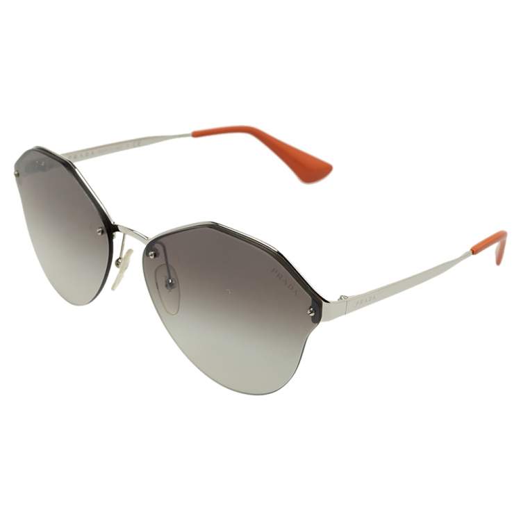 مملوكة مسبقً ا Prada Silver Tone/Grey Gradient Sunglasses SPR64T Aviator Sunglasses
