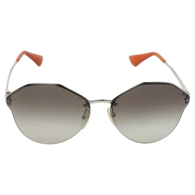 Prada Silver Tone/Grey Gradient Sunglasses SPR64T Aviator Sunglasses Prada  | TLC