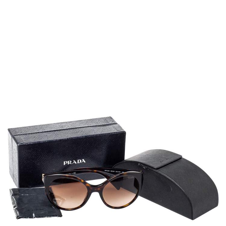 Pre Owned Prada Brown Havana/Brown Gradient SPR23O Sunglasses