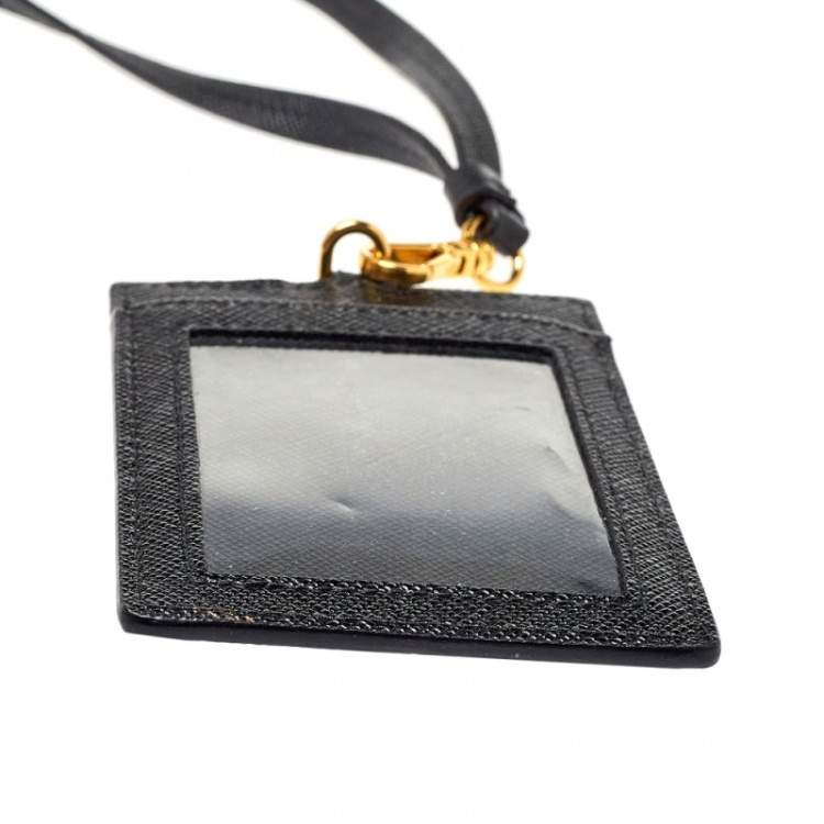 Pre Owned Prada Black Leather ID Badge Holder