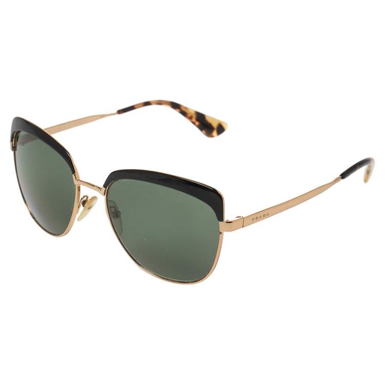 Pre Owned Prada Gold/ Green SPR51T Sabbiato Polarized Cat Eye Sunglasses